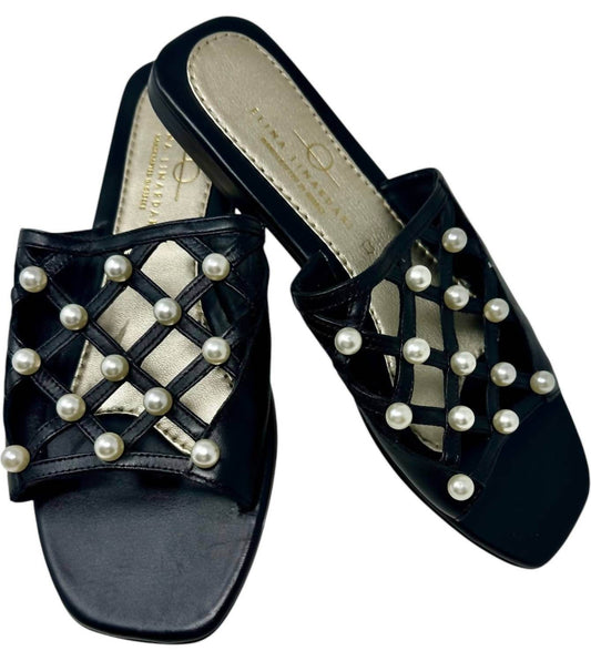 Elina Linardaki - Women's Pearl Studded Slides - Rack Hunt -