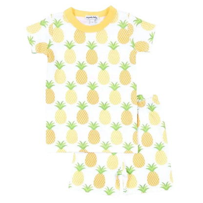 Magnolia Baby - Girls Pineapple Print Short Pajama Set - Rack Hunt
