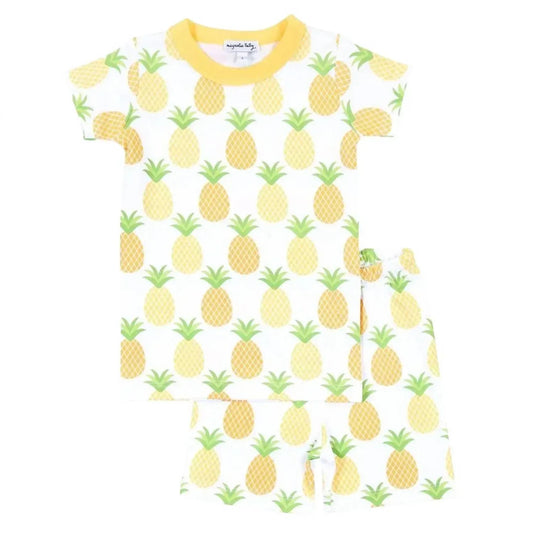 Magnolia Baby - Girls Pineapple Print Short Pajama Set - Rack Hunt