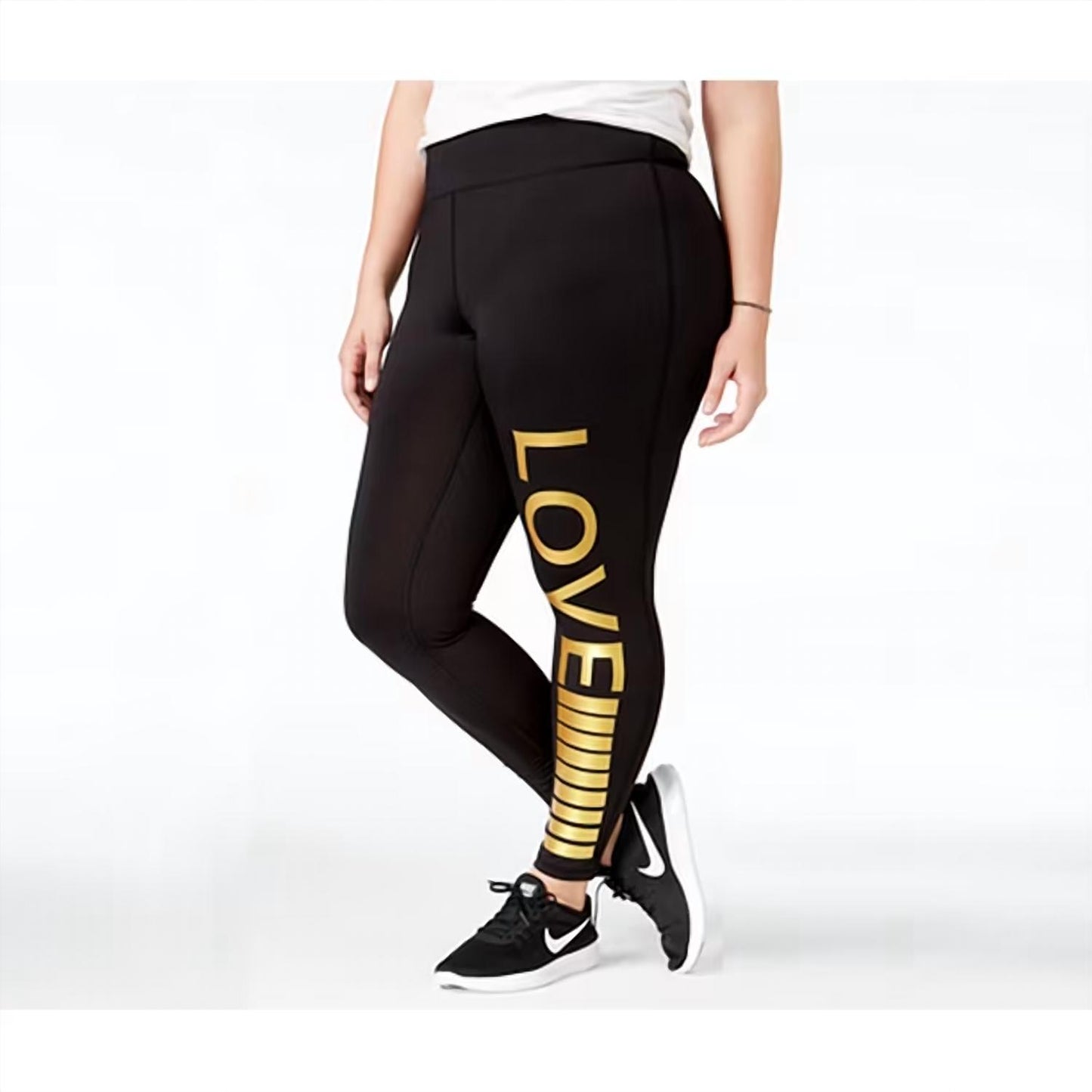 Women's Active Plus Size Metallic Love Graphic Leggings