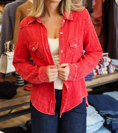 The NU Vintage - ROSE PATCH BUTTON UP TOP - Rack Hunt