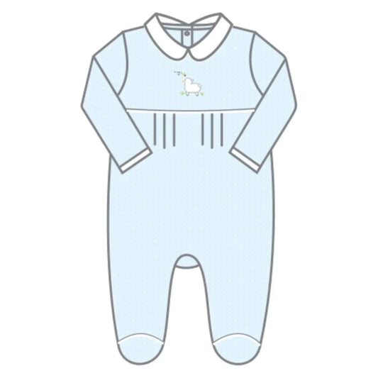 Magnolia Baby - Baby Boy Sweet Lamb Classics Emb Collared Boy Footie - Rack Hunt