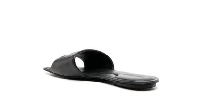 Women's Logo Patch Leather Slide Sandals