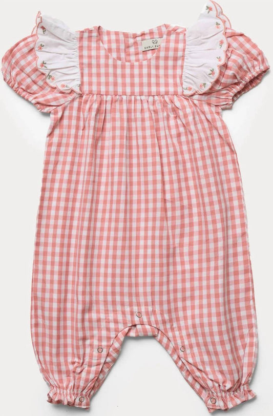 Girl's Mia Gingham Check Romper