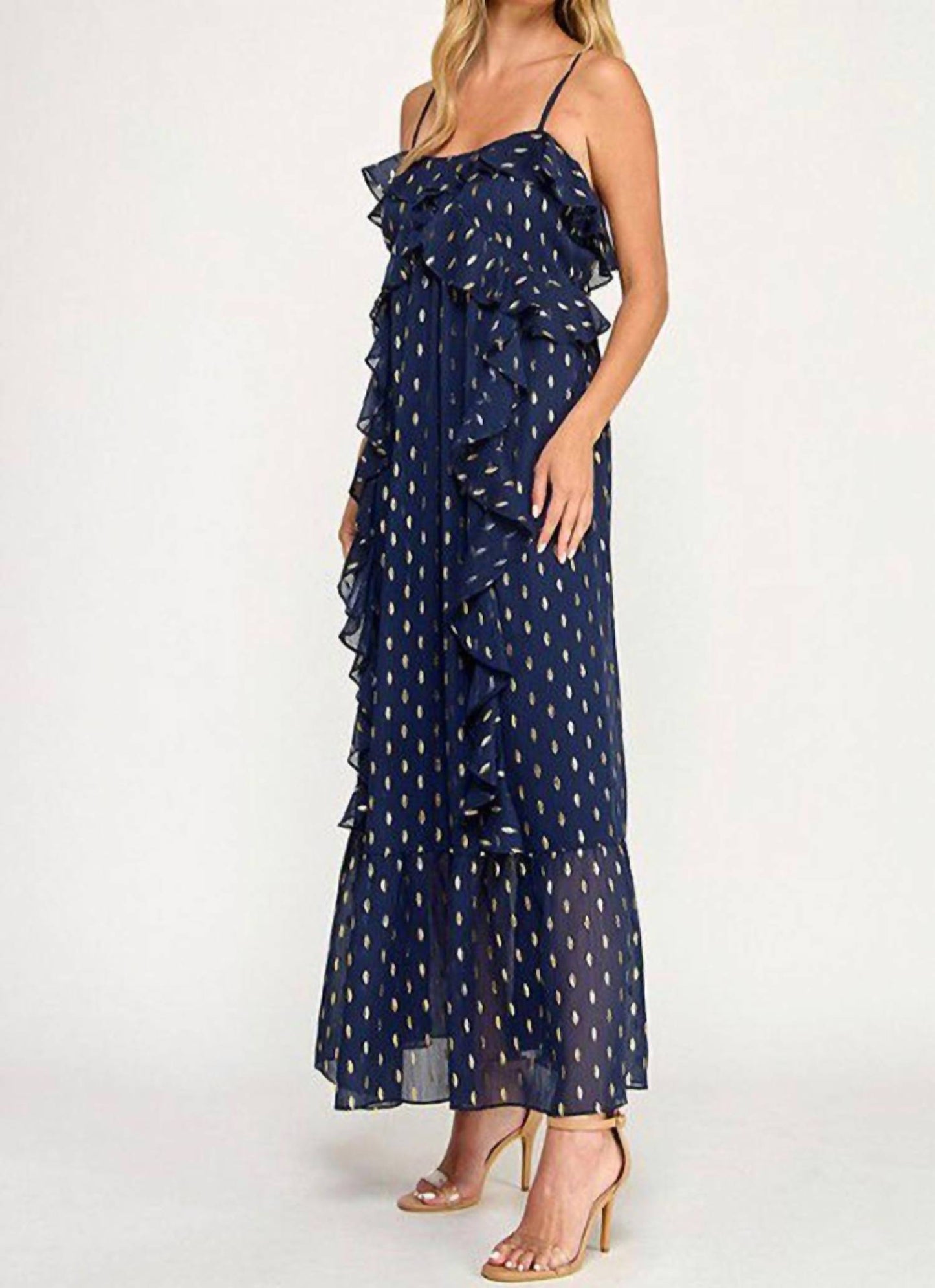 Chiffon Foil Pattern Print Maxi Dress