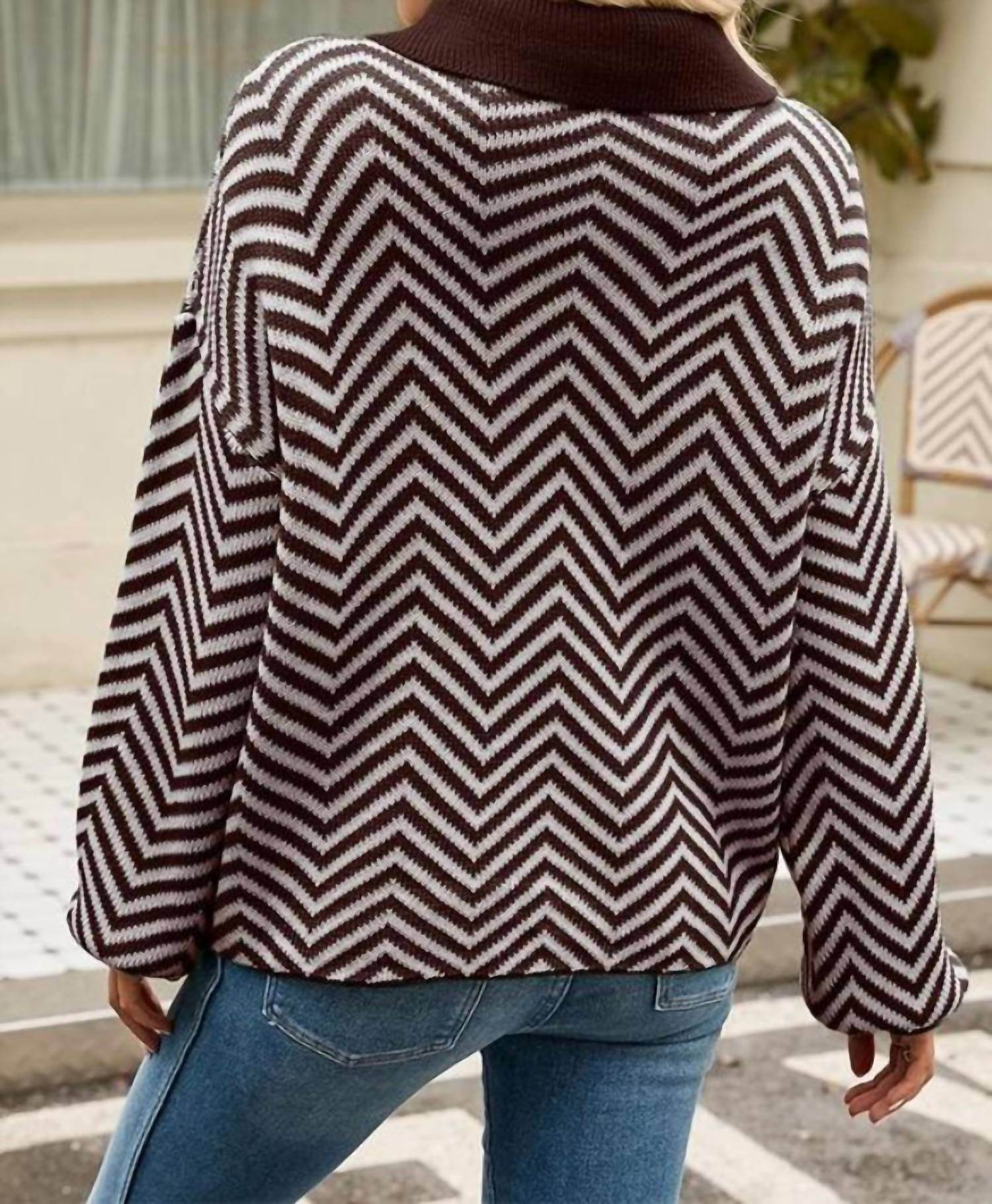 Doublju - V Patterned Button V Neck Jumper - Rack Hunt -