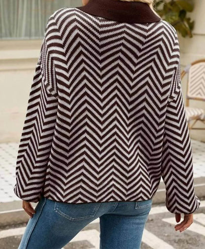 Doublju - V Patterned Button V Neck Jumper - Rack Hunt