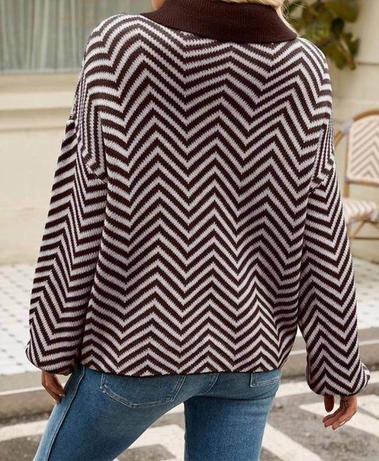 Doublju - V Patterned Button V Neck Jumper - Rack Hunt -