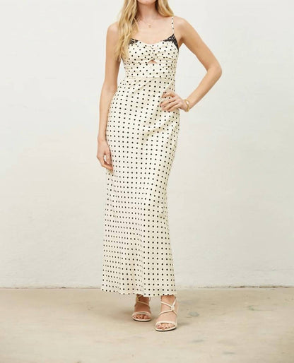 Polka Dot Slip Dress with Lace Detail