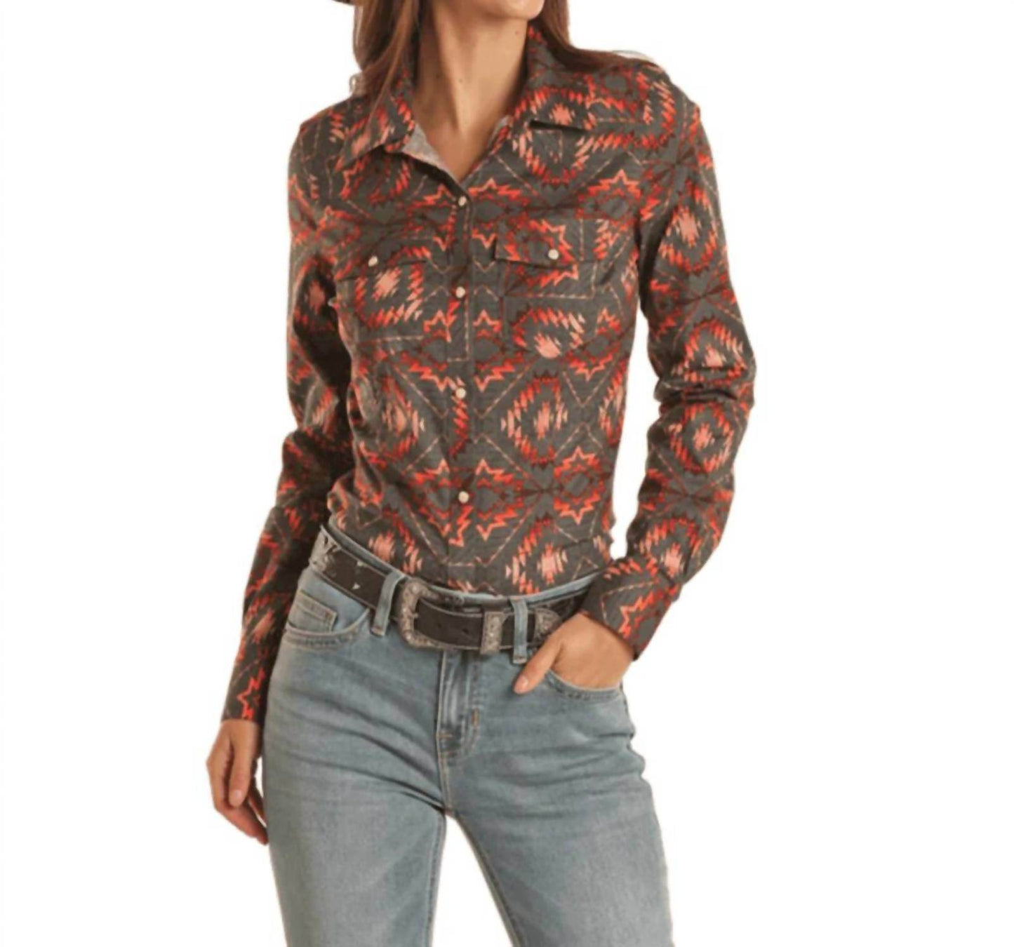 Rock & Roll Cowgirl - Aztec Snap Western Shirt - Rack Hunt -