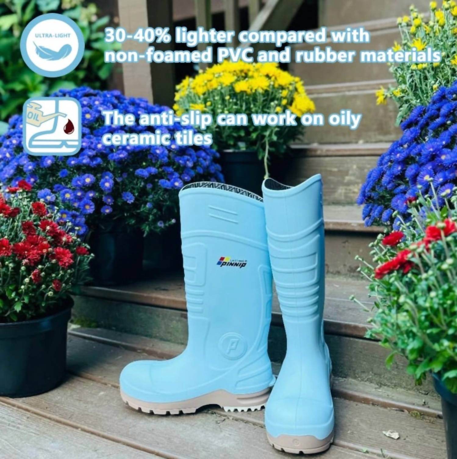 Pinnip - Women's Csa Approved Waterproof Pu Steel Toe Rubber Safety Boots - Rack Hunt -