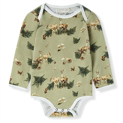 Kid's Forest Party Organic Cotton Long Sleeve One Piece
