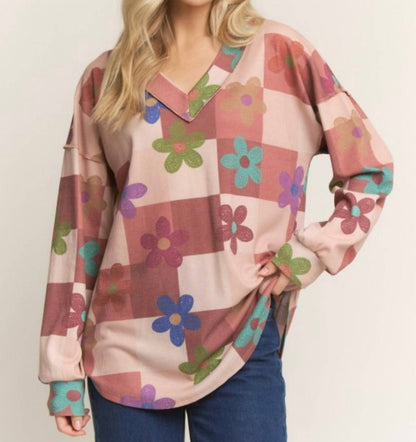 Retro Vibes Floral Print Relaxed Top