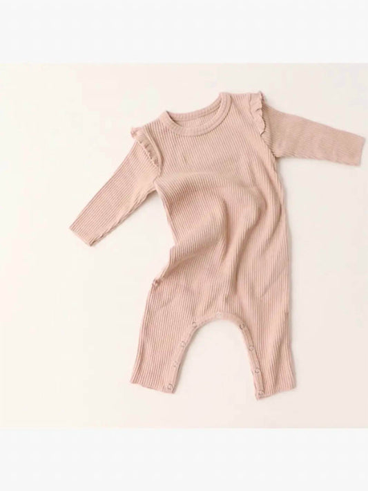 Peekaboo - Girls' Flutter Sleeve Ribbed Romper - Rack Hunt -