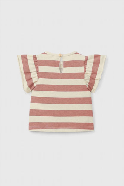 Girls Striped Ruffle T-shirt