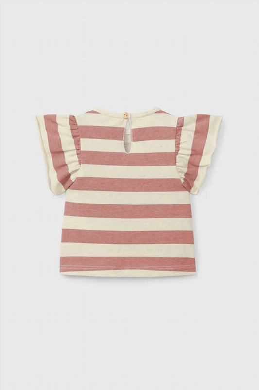 Girls Striped Ruffle T-shirt