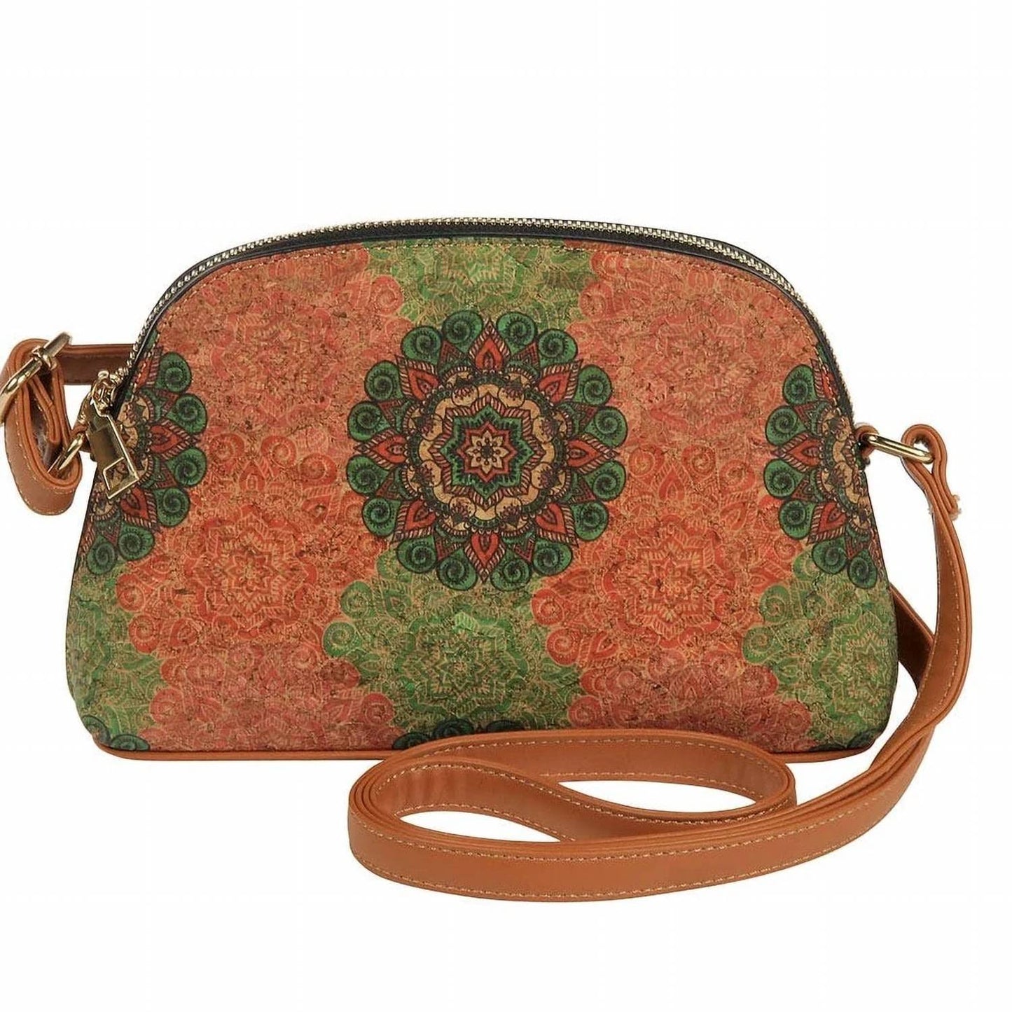 Women's Floral Medallion Print Dome Cork Crossbody Bag