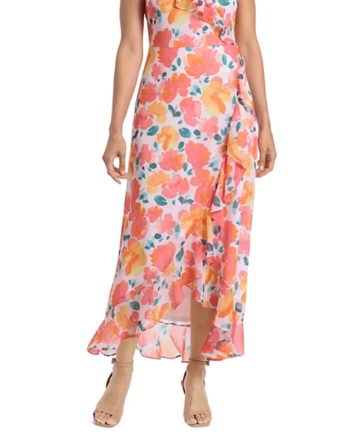Floral Faux-Wrap Maxi Dress - PETITE