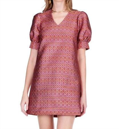 V-neck Short Sleeve Shift Dress