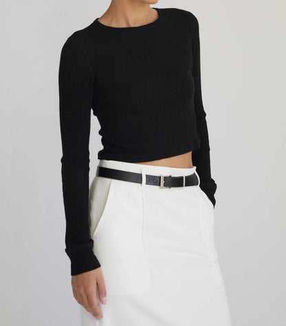 Women's Cropped Fitted Long Sleeve Top