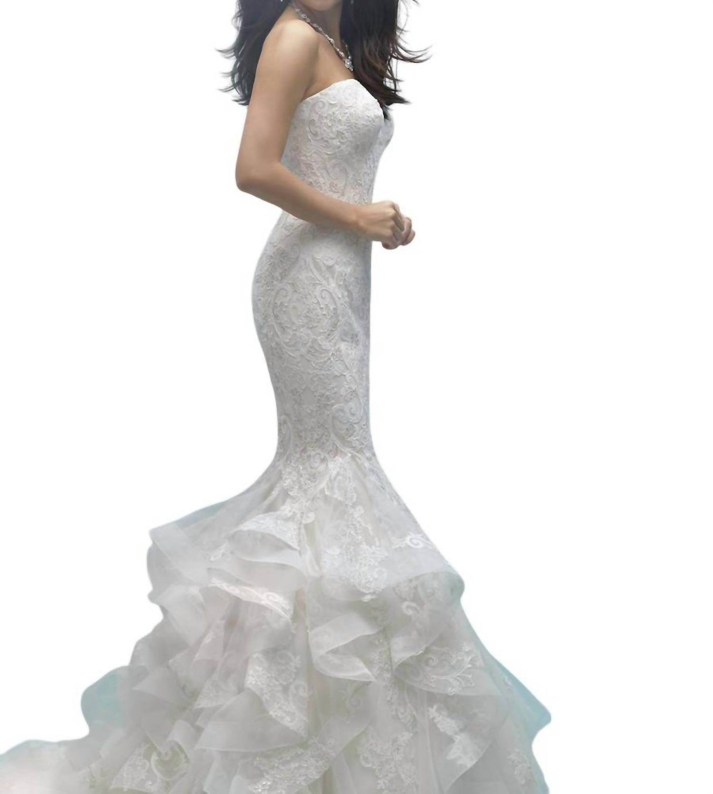 Allure Bridals - Strapless Ruffled Lace Mermaid Wedding Gown - Rack Hunt