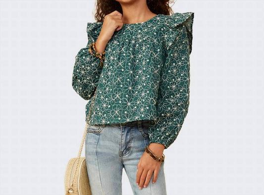 Floral Embroidered Ruffle Top