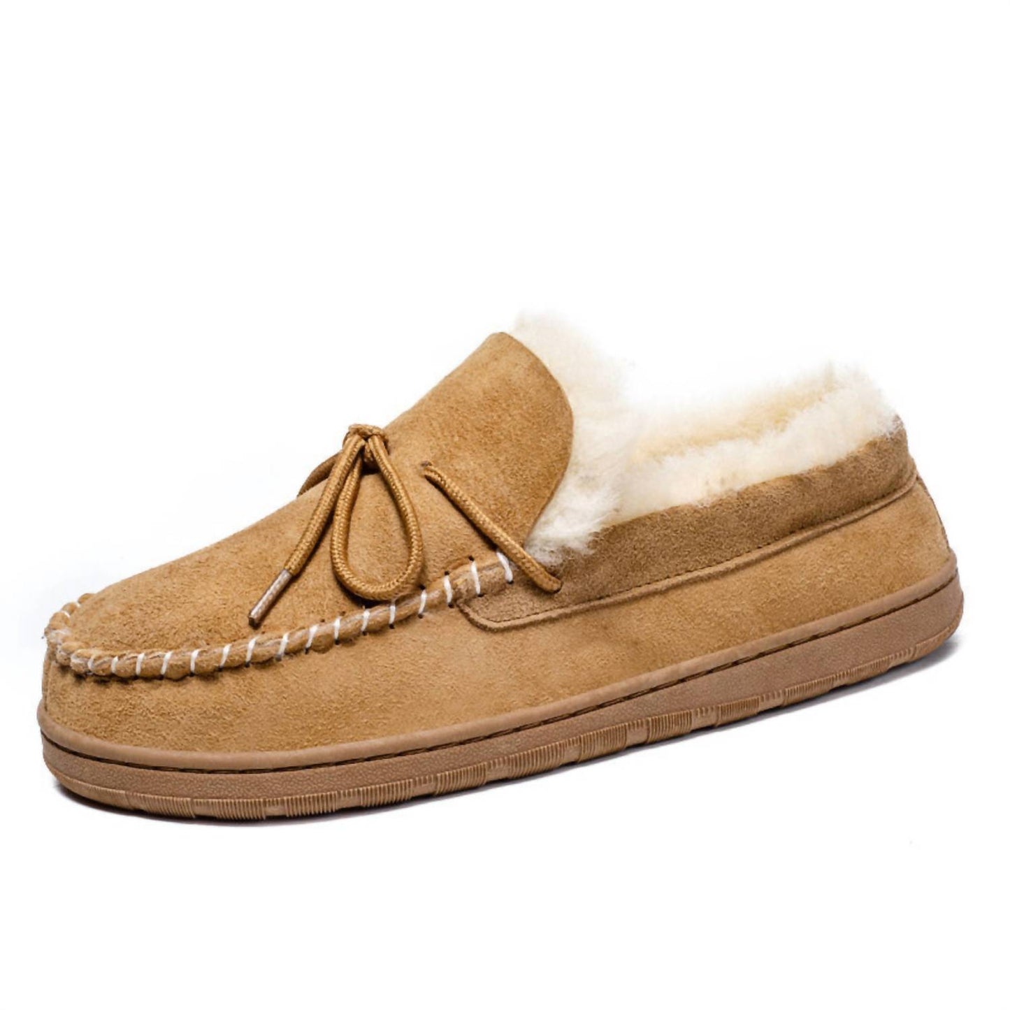 Men's Shearling And Suede Moccasin Slippers