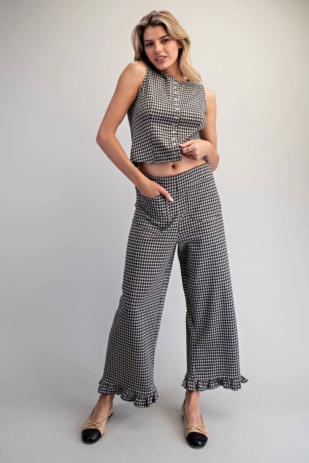Countryside Check Wide-Leg Pants