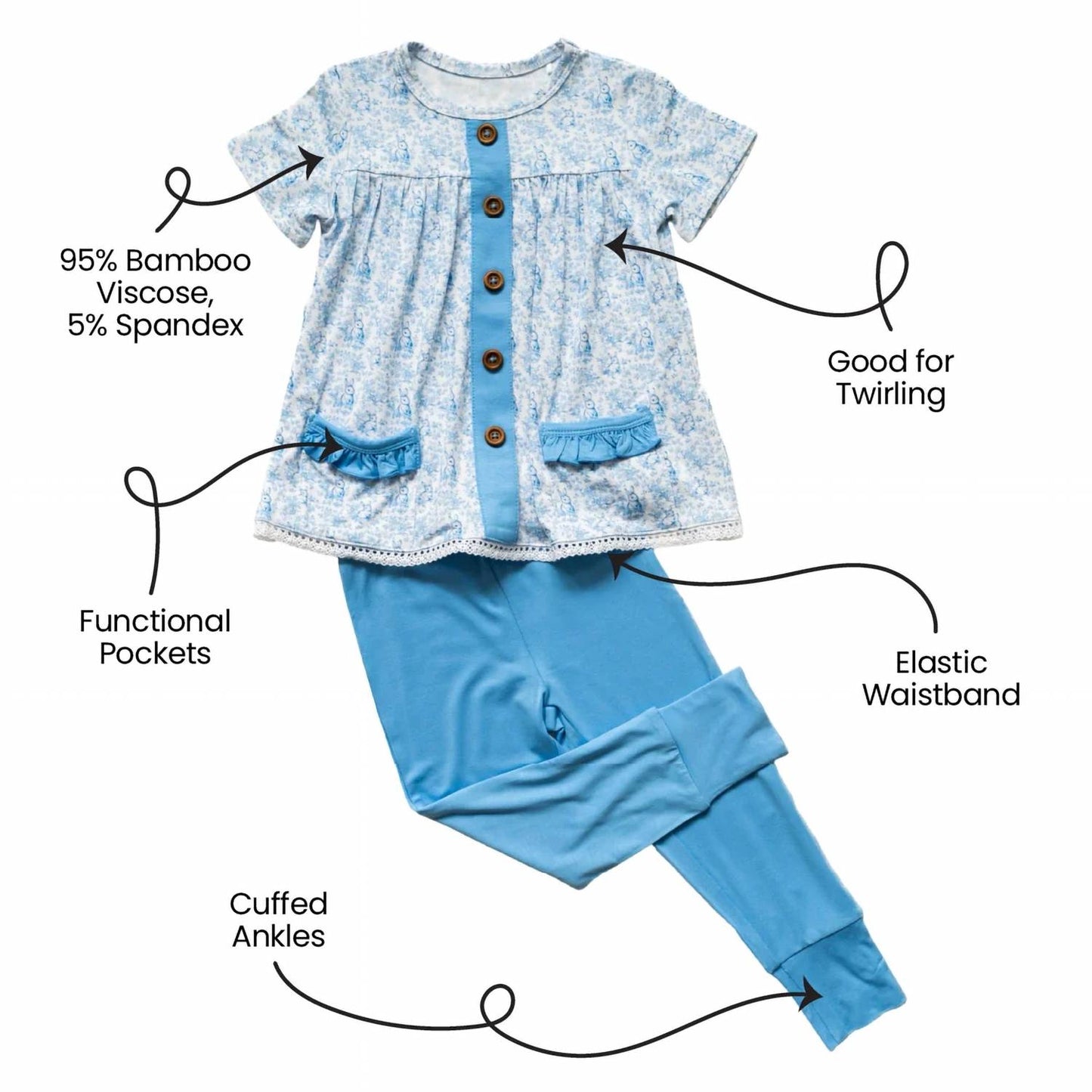Kids Lexi Bamboo Short Sleeve Tunic Legging Set