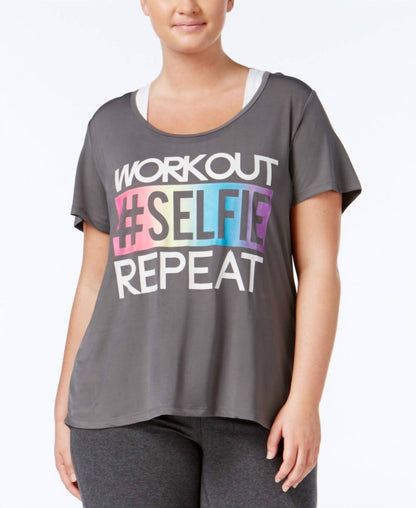 Women's Activewear Plus Size Metallic Patchwork T-shirt