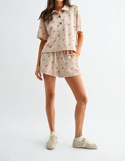 Floral Short Sleeve Top and Shorts Set