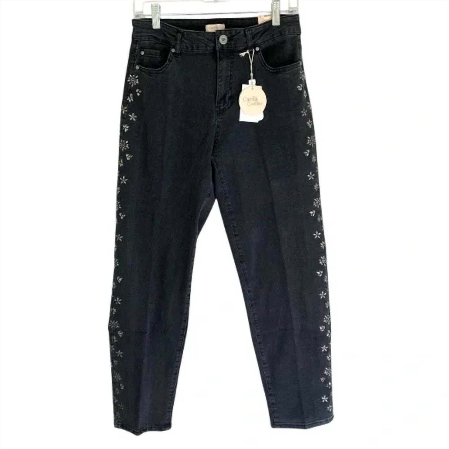 Camila Coelho - Women's Crystal Detail High Rise Jeans - Rack Hunt -