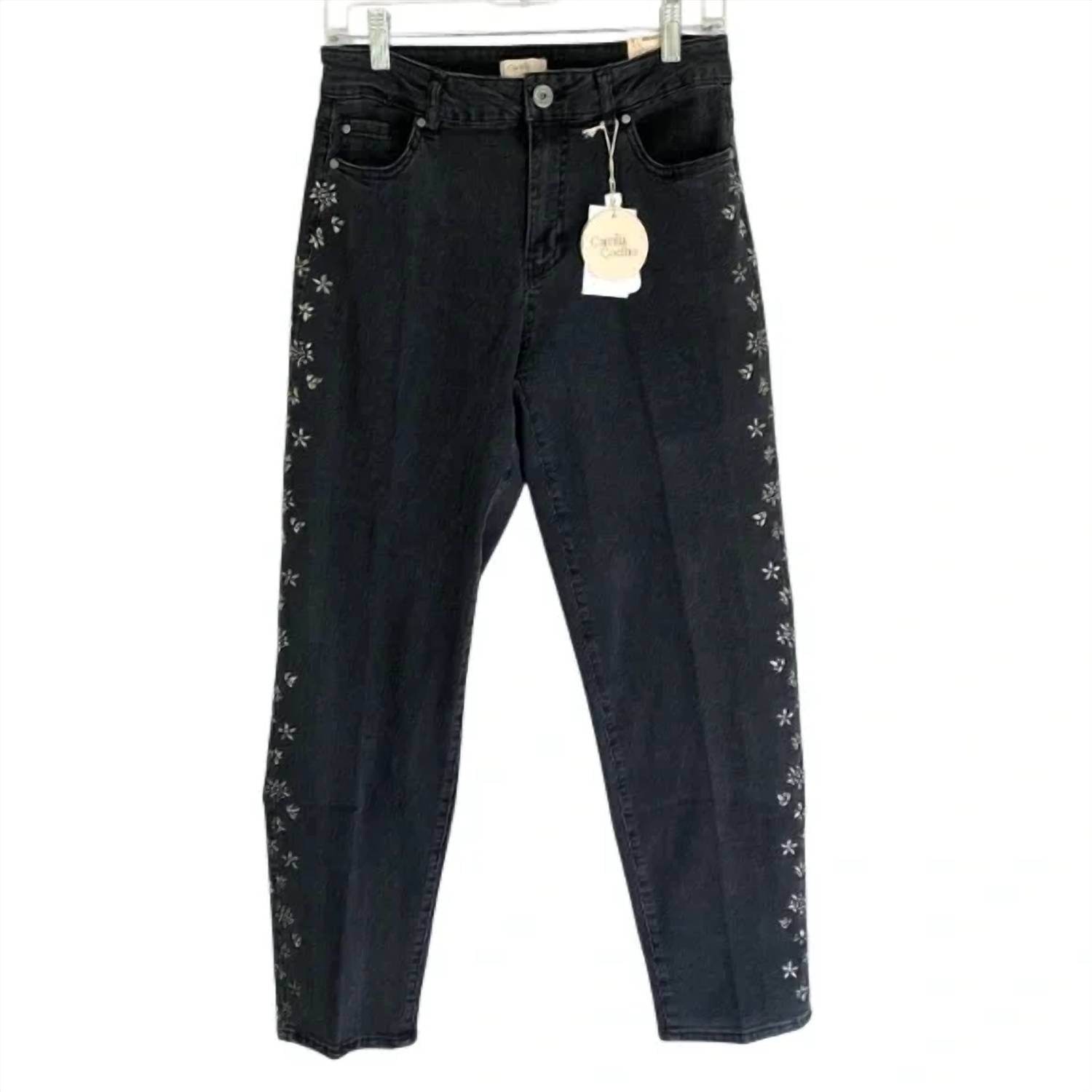 Camila Coelho - Women's Crystal Detail High Rise Jeans - Rack Hunt -