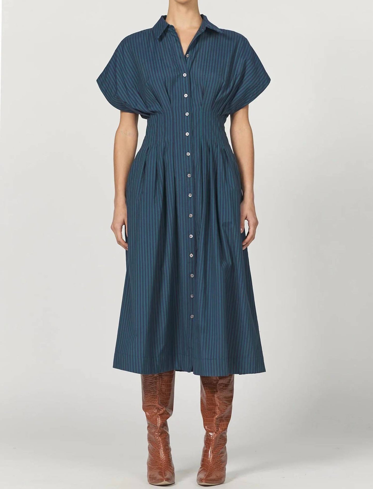Plisse Midi Dress