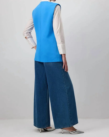 Touche Prive - Linen Blend Double-Breasted Tailored Vest - Rack Hunt