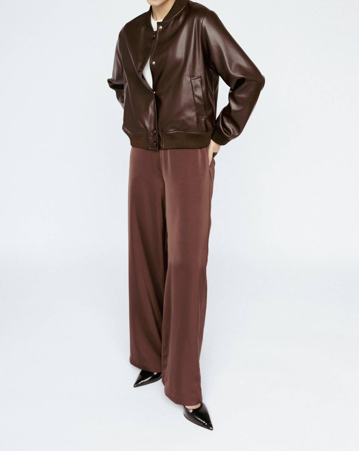Vegan Leather Bomber Jacket