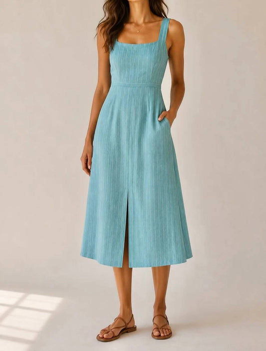 Lurex Striped Linen Dress