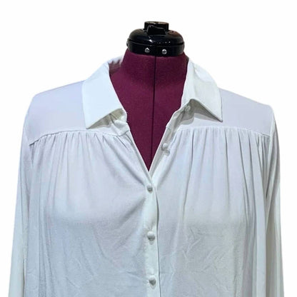 belldini Women's Button Down Long Bell Sleeve Top Blouse - Plus in White - view 3
