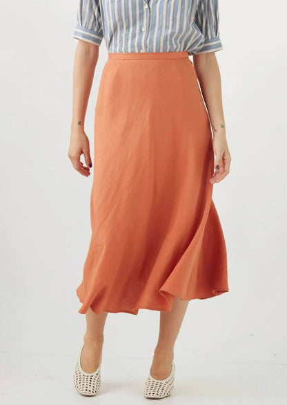 Rose Velvet - Linen Midi Skirt - Rack Hunt