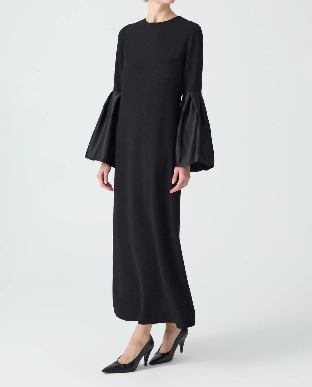 Taffeta Sleeve Detailed Maxi Dress