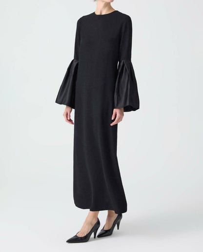 Taffeta Sleeve Detailed Maxi Dress