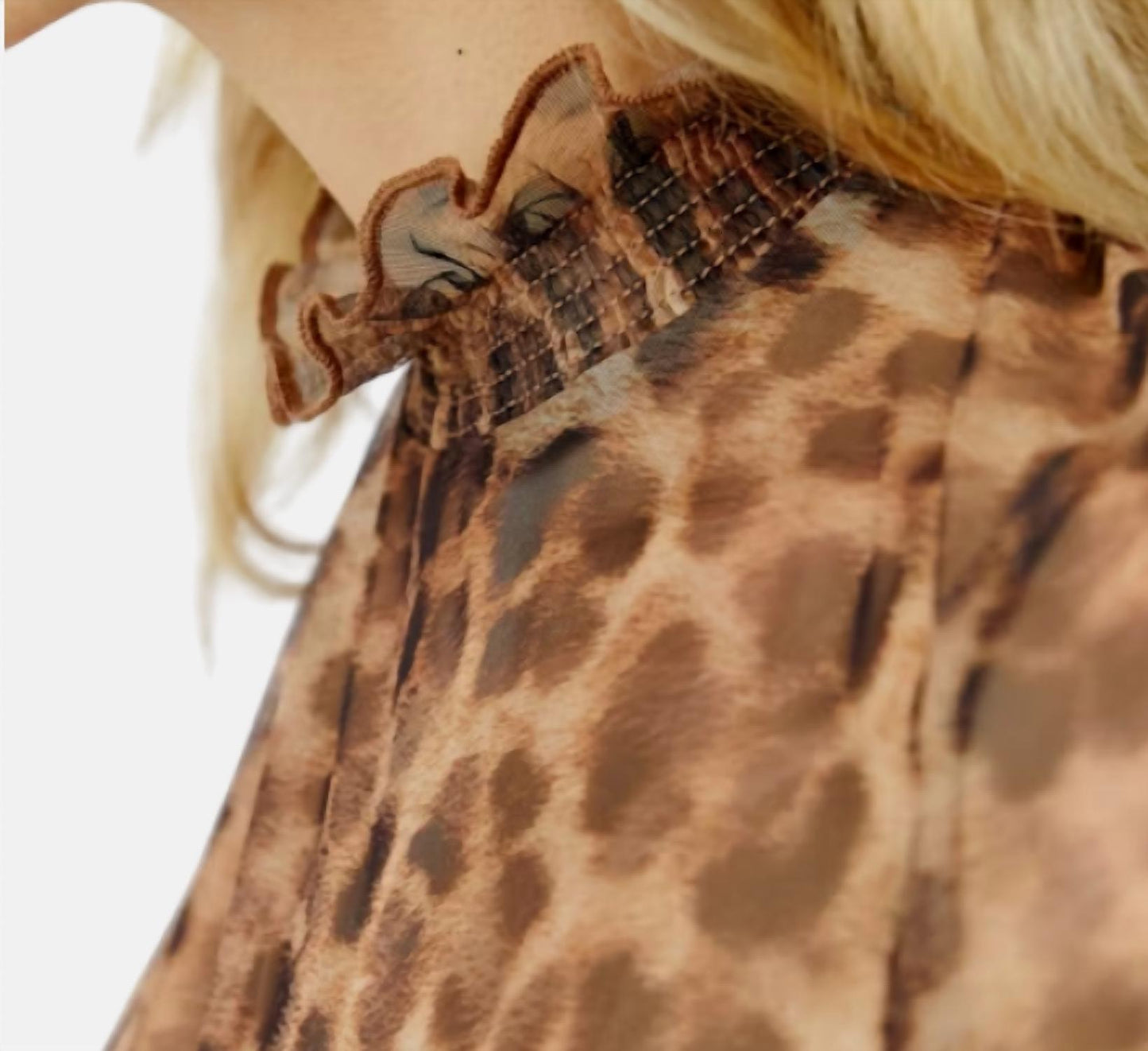 Mock Neck Animal Print Sheer Top