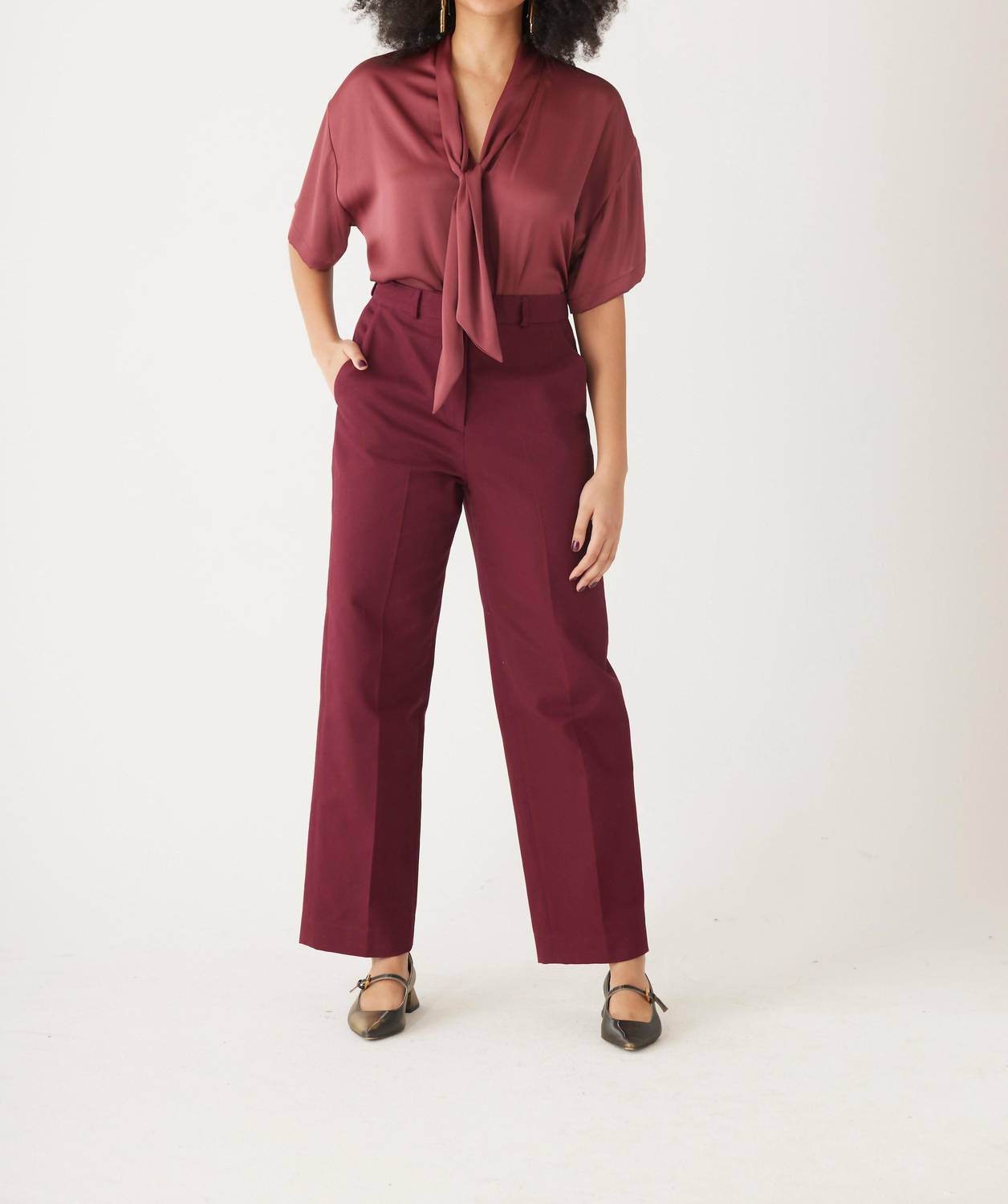 Rose Velvet - Piper Cotton Twill Full Length Pants - Rack Hunt -