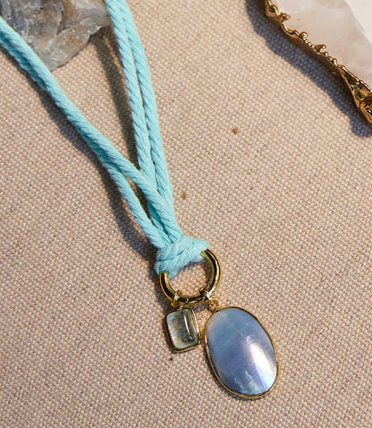 Women's Pearl And Gemstone Cord Necklace