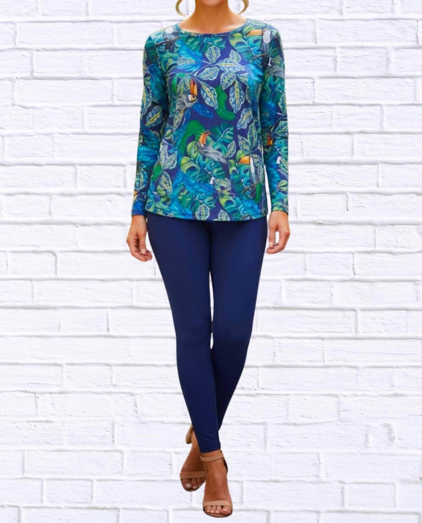 Calypso - Tropical Toucan Print Long Sleeve Top - Rack Hunt -