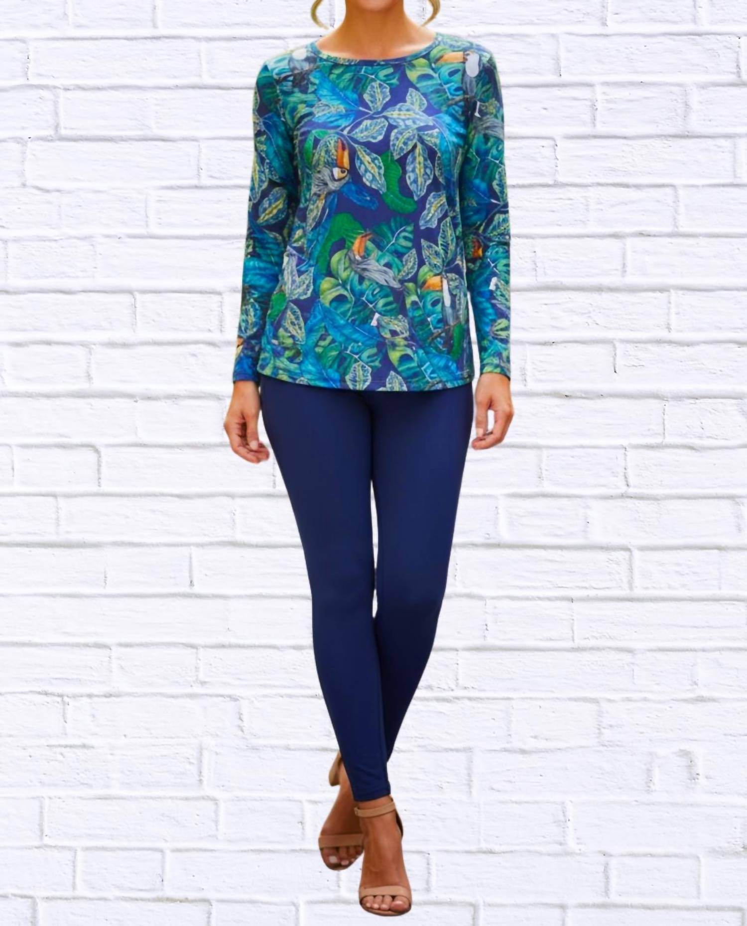 Calypso - Tropical Toucan Print Long Sleeve Top - Rack Hunt -