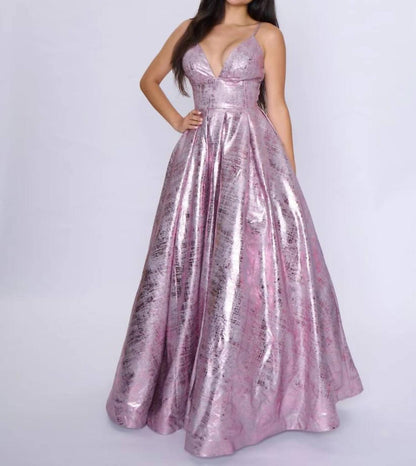 Metallic Ball Gown Prom Dress