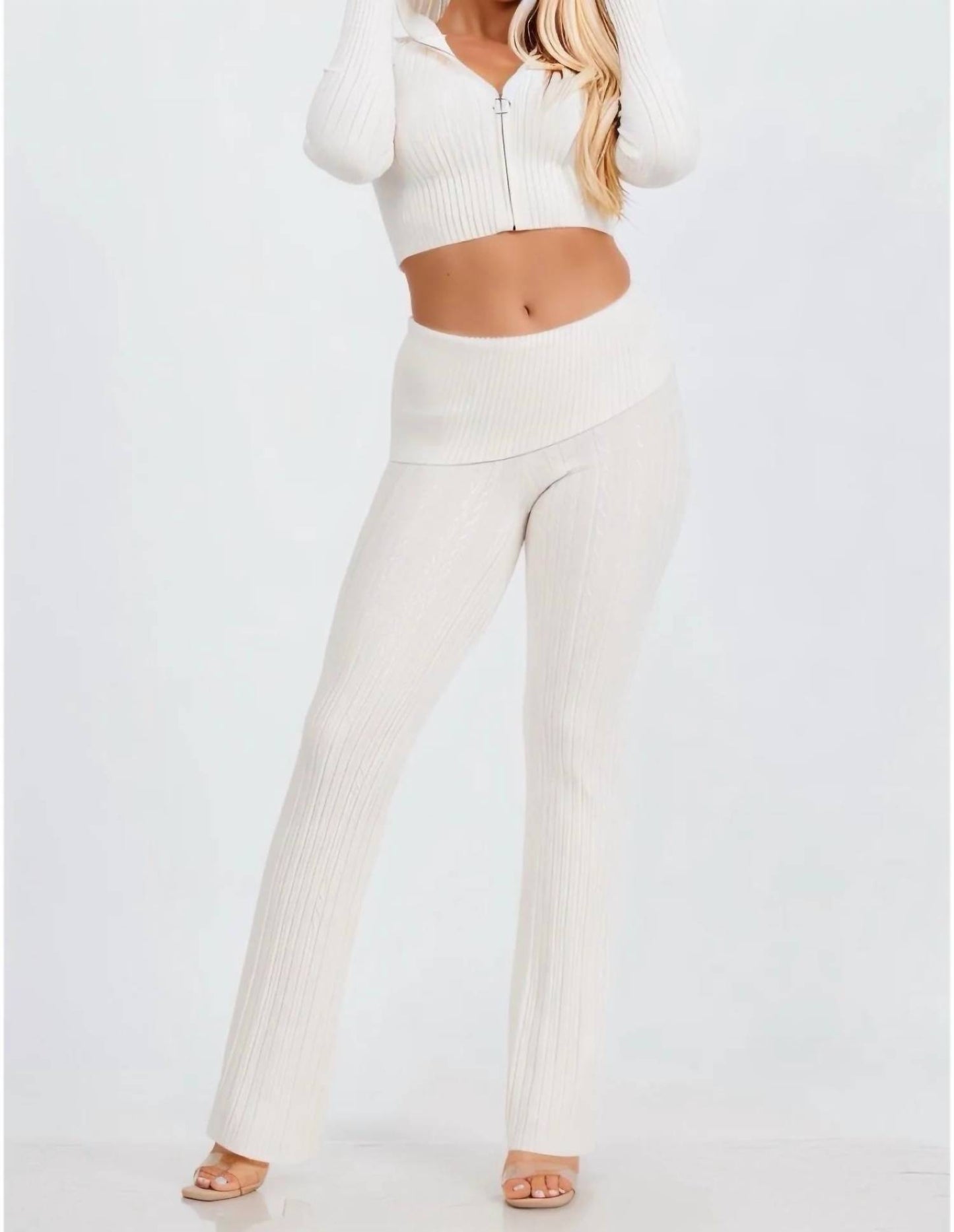 Easily Adored Cable Knit Sweater Pants Set