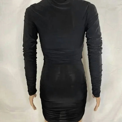 NA-KD - Women’s Ruched Mesh Dress - Rack Hunt