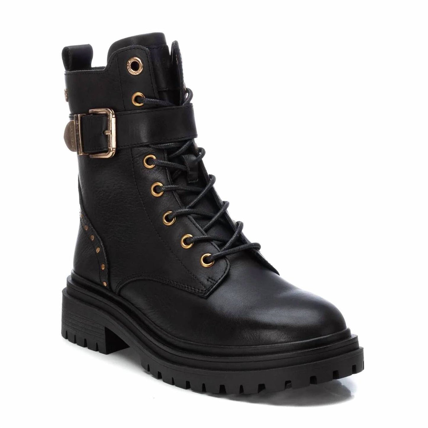 Women's Casual Leather Combat Booties